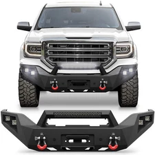For 2016-2018 GMC Sierra 1500 Truck Front Bumper with Sensor Holes & LED Lights