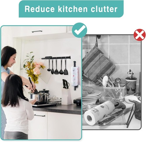 Self-adhesive/drilling under cabinet paper towel holder, SS black - Picture 5 of 7