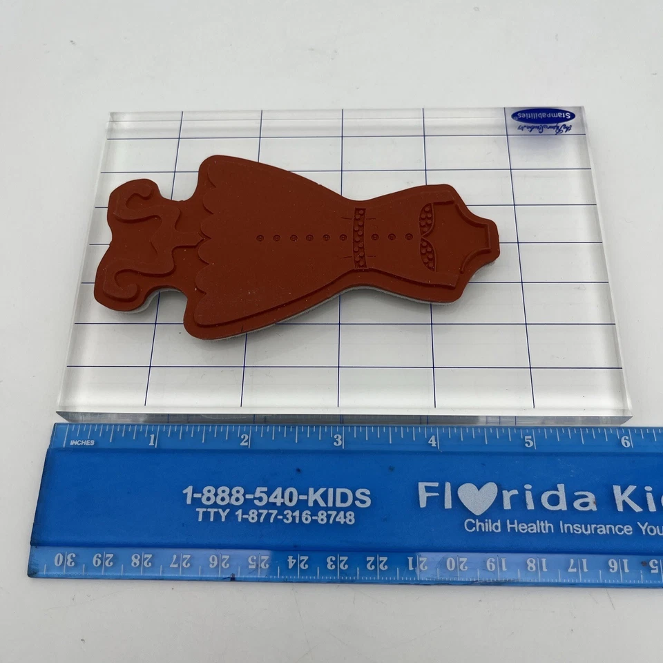 Stampin’ Up All Dressed Up Rubber Stamp on Acrylic Block Retired Set - Image 3 of 4