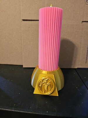 Power Rangers Pink Candle Tea Light With Gold Base Prop Display