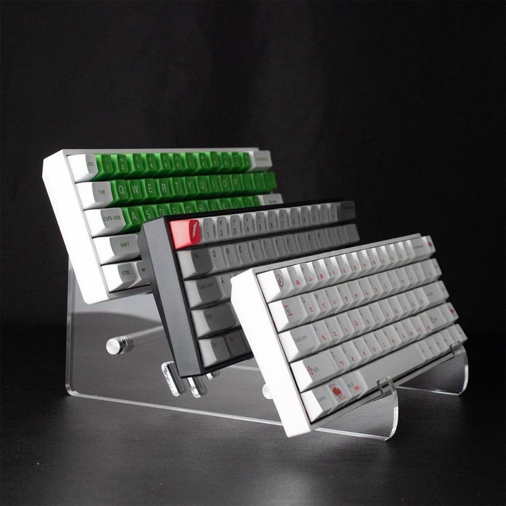 Mechanical Keyboard Stand with 1/2/3-Tier Transparent Display Holder for Organized Desk Setup