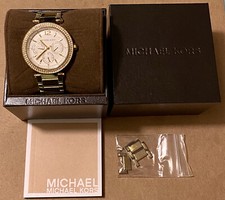 UPC 796483000247 product image for MICHAEL KORS MK-5780 Womens Chronograph Gold Tone Stainless Watch Crystal Bezel | upcitemdb.com