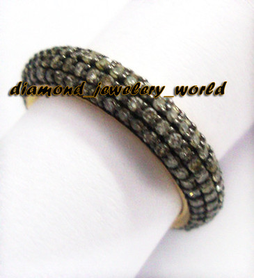 Victorian 2.78ctw Genuine Old Mine Rose Cut Diamond Silver Eternity Ring Jewelry