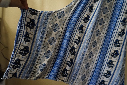 Womens S/M blue adjustable halter knee length elephant print boho hippie dress - Picture 4 of 9