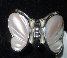 Mother of Pearl Butterfly RIng in Sterling 7