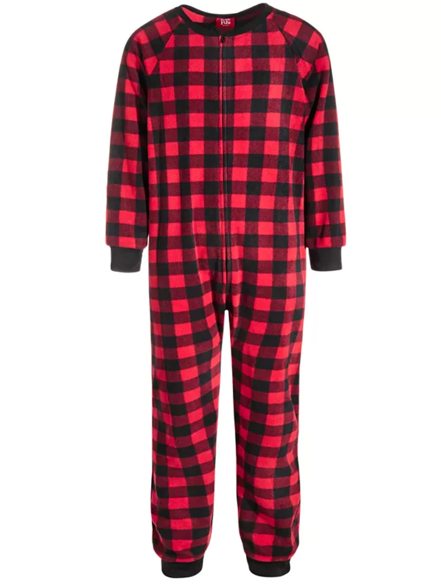 FAMILY PAJAMAS Big Kids' 1-Piece Red Buffalo Check Pajama sz L