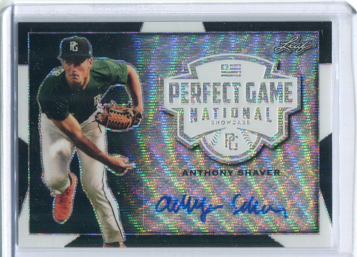 2019 Leaf Perfect Game Autographs Black Wave Anthony Shaver Auto 3/5