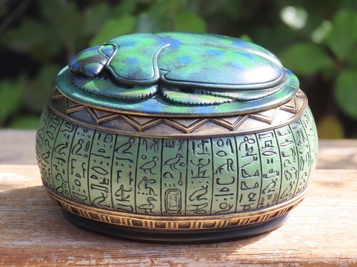 Scarab Beetle Trinket Box Veronese Collection Bronzed Coloured Egyptian Amulet - Picture 7 of 12