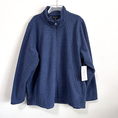 Athleta Stroll Fleece Full Zip Jacket Plus 3X Blue Zip Pockets Casual Active NEW