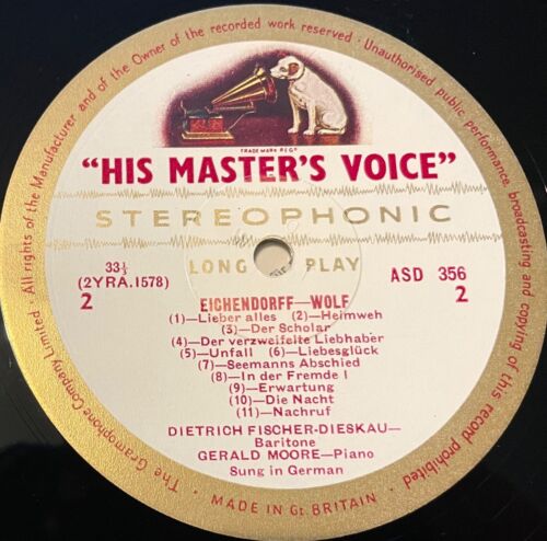 ASD 356 - Wolf Eichendorff Lieder Fischer-Dieskau 1. UK G/C Stereo LP EX/NM - Bild 10 von 10