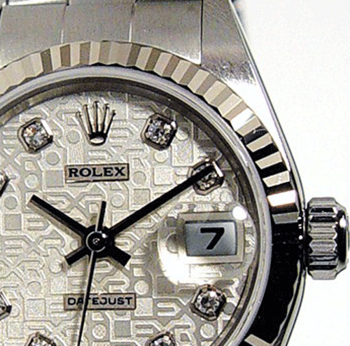 ROLEX Ladies 26mm 18kt White SS DateJust Silver JUBILEE Diamond 79174 SANT BLANC - Picture 6 of 6