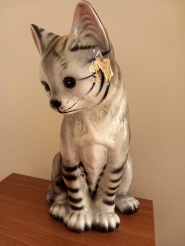 Vintage Porcelain Tabby Cat/Kitten 9 inches tall - Picture 13 of 14