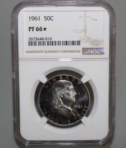 1961 Silver Proof Franklin Half Dollar Coin Fifty Cent US Coin NGC PF66 STAR 50c