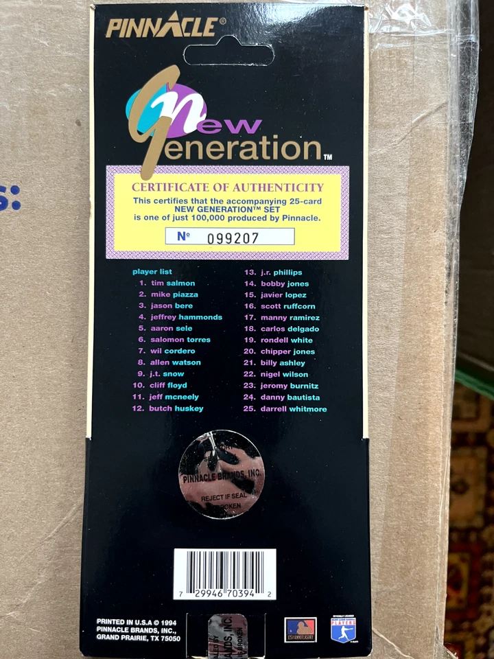 20 conjuntos de béisbol Pinnacle 1994 nueva generación, caja de 20 conjuntos de béisbol mlb nuevos Foto 4 de 4