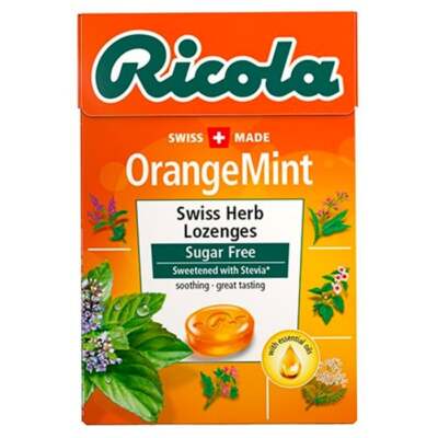 Ricola Orange Mint Swiss Herb Lozenges Candy Sugar Free Soothing Refreshing 40g