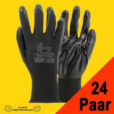 24 Paar Arbeitshandschuhe Montagehandschuhe Handschuhe SUPERPRO schwarz Gr.7-11