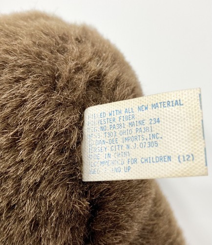 "Peluche de peluche marrón Dan Dee vintage con sombrero de papá Noel y arco de muérdago - 8""" - Imagen 6 de 7