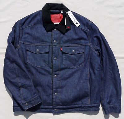 LEVIS ENGINEERED JEANS Sherpa Trucker Rare Jacket Blue Denim Mens