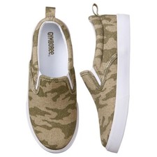 Gymboree Olive Green Tan Camo Camouflage Sneakers Slip-On Shoes Boy Size 10