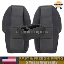 For 07-14 Chevy Silverado Gmc Sierra Front Bottom Top Cloth Seat Cover Black