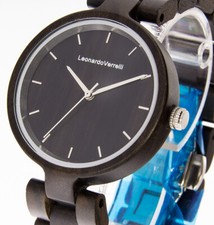 Leonardo Verrelli Holzuhr Damenuhr Sandelholz Holzarmband Holzboden mit Uhrenbox