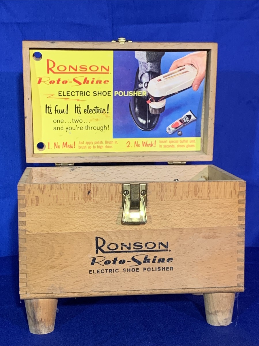 Electric Ronson Roto-Shine Magnetic Shoe Shiner Wood Box~ BOX Only