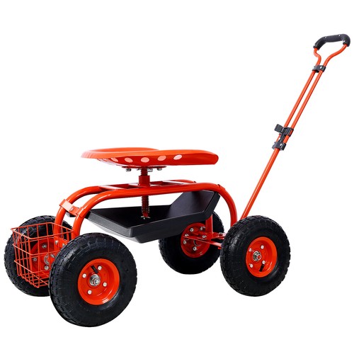 Sedile carrello da giardino scooter esterno con vassoio attrezzi 360 sedili girevoli regolabile - Foto 29 di 35