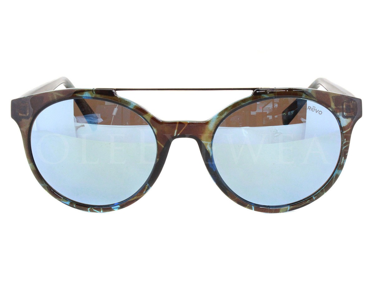 New Revo Aston RE 1041 12 BL Polarized Round Sunglasses Tortoise