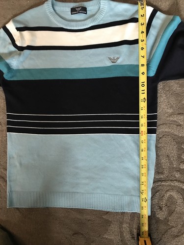 Giorgio Armani Lacollezioni Blue/Black/White Striped Cotton Sweater Size 40*EUC* - Picture 11 of 12
