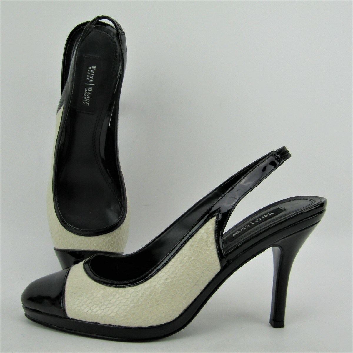 Open Toe White House Black Market Snakeskin Pumps White House