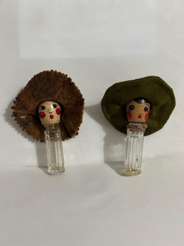 SET OF (2) KAROFF 1940s "WILD WILD WEST COWBOYS" Miniature Perfume Bottles