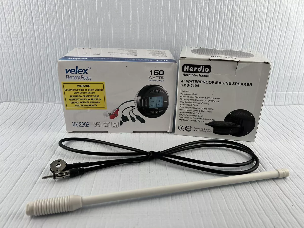 Velex VX 230B 160 Watts Marine Boat Radio With 4 Speakers Kit