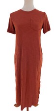 Jessica Simpson Women's Small Dress A-Line Burnt Brick Red Short Sleeves Midi