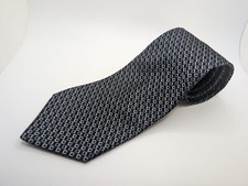 Calvin Klein Men's Neck Tie Black Gray Foulard Geometric 100 Silk