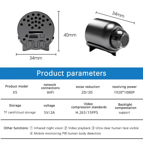 HD 1080P Mini WiFi Camera IR Night Vision Motion Detection Wide Angle IP Cameras - Photo 3/10
