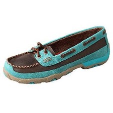 Twisted X Women's Turquoise / Brown Size 5.5 Driving Moccasin D Toe Shoes