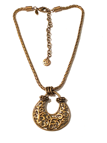 Chico’s Pendant Necklace Gold Tone Foxtail Chain