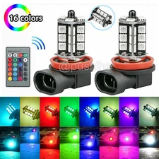 2PCS 16 Colors RGB H11 H8 H9 LED Fog Light Bulb Driving Lamp w/ Wireless Remote