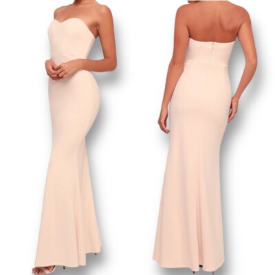 Lulus Soft Pink Mermaid Maxi Dress Strapless Formal Spring Wedding Guest