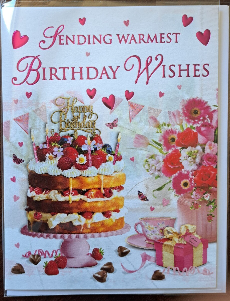 Female Sending Warmest Birthday Wishes Card. 19x13cm (8x6 Inches)