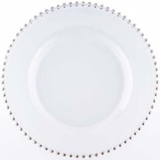 WEDDING EVENT VENUE TABLEWARE CHARGER PLATES DECOR BEADED EDGE 3 COLOURS