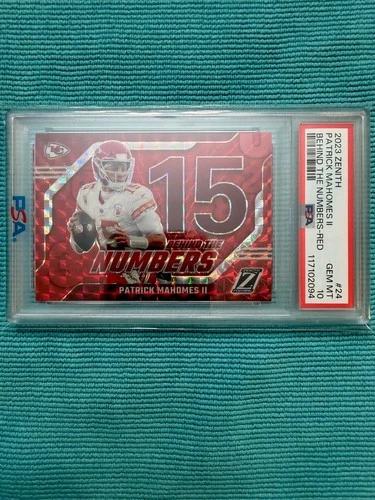 2023 Patrick Mahomes Zenith Behind the Numbers Red (#24) PSA 10 Pop 42