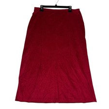 Norton McNaughton Skirt Womens 14 Red Microfiber A-Line Midi Zip Back Casual