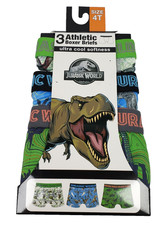 Universal Jurassic World Boys Size 4T Dinosaur Dino Athletic Boxer Briefs 3 Pk