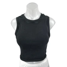 Zara Black Rib Knit Sleeveless Racerback Cami Camisole Crop Sweater Tank Top L