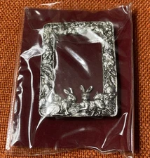 Vintage ARTHUR COURT Bunny Rabbit Mini Picture Frame Cast Silver Metal NEW NOS