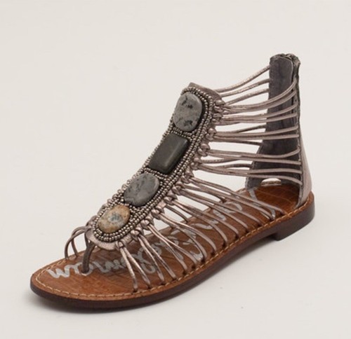 Sandali Sam Edelman Nocciola in Gabbia Gladiatore Pietra Taglia 9,5 Gioielli Metallizzati