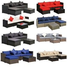 Outsunny 6-Piece Outdoor Patio Rattan Wicker Furniture Set w/ Cushion