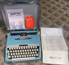 Vintage 1960s Brother Webster Portable Typewriter Original Case PAPERWORK BLUE thumbnail