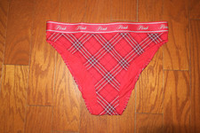 M    VICTORIA'S SECRET    PANTIES HIGH LEG BIKINI    PINK CHRISTMAS WIDE BAND